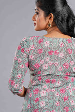 Mint Sanganeri Floral Kurta Set image 3