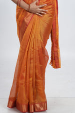 Golden Orange Mangalgiri Silk Saree image 4