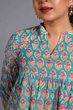 Teal Sanganeri Buta Top image 1