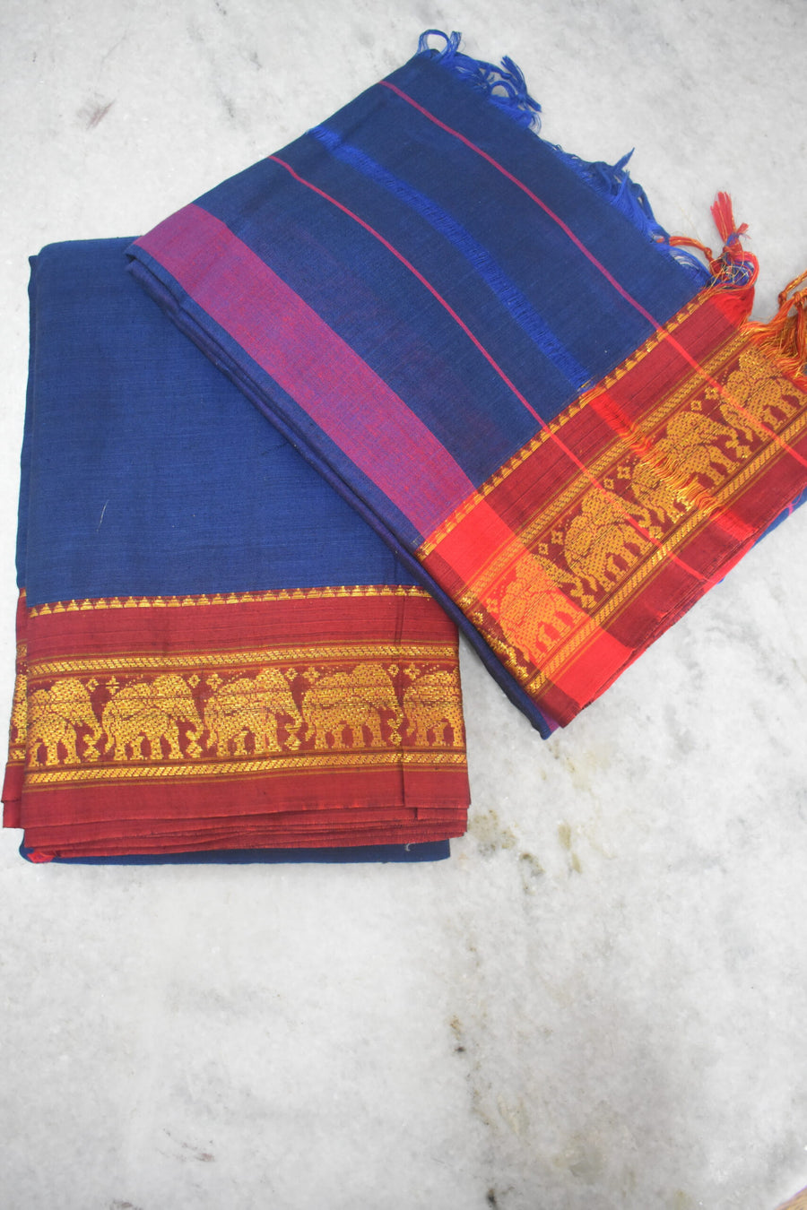Narayanpet Jari Elephant Cotton Suit Set image 0