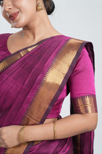 Rani Purple Mangalgiri Silk Saree image 3