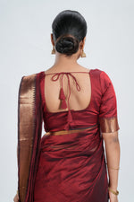 Maroon Red Mangalgiri Silk Saree image 4