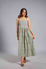 Mint Blossom Sanganeri Midi Dress image 0