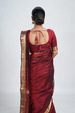 Maroon Red Mangalgiri Silk Saree image 6
