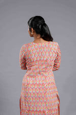 Peach Sanganeri Classic Kurta Set image 5