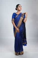 Royal Blue Mangalgiri Silk Saree image 7