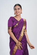 Rich Royal Purple Mangalgiri Silk Saree image 1