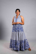 Indigo Blossom Tiered Sanganeri Dress image 0