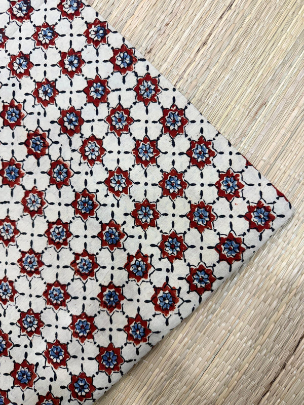 Ajrakh Blockprint Natural Running Fabrics image 0