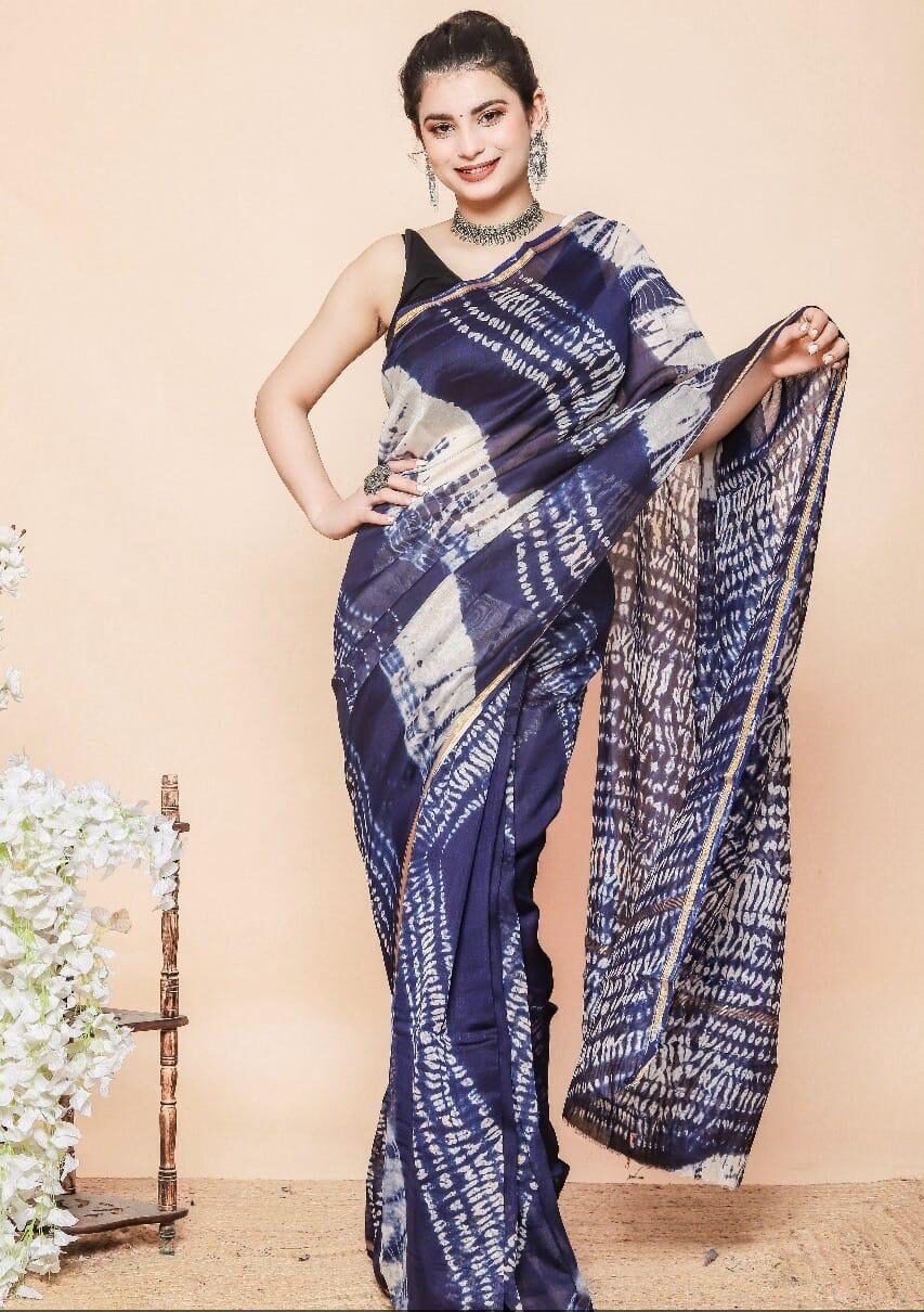 Handblock Chanderi Silk Cotton Sarees image 0