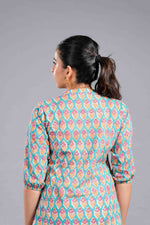 Teal Sanganeri Buta Top image 3