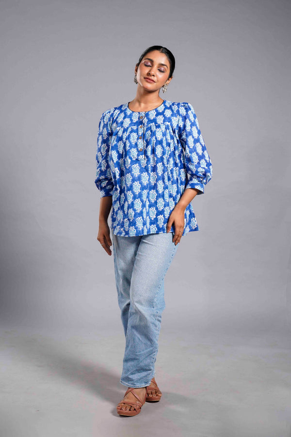 Indigo Sanganeri Bloom Top image 0