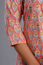 Peach Sanganeri Classic Kurta Set image 2