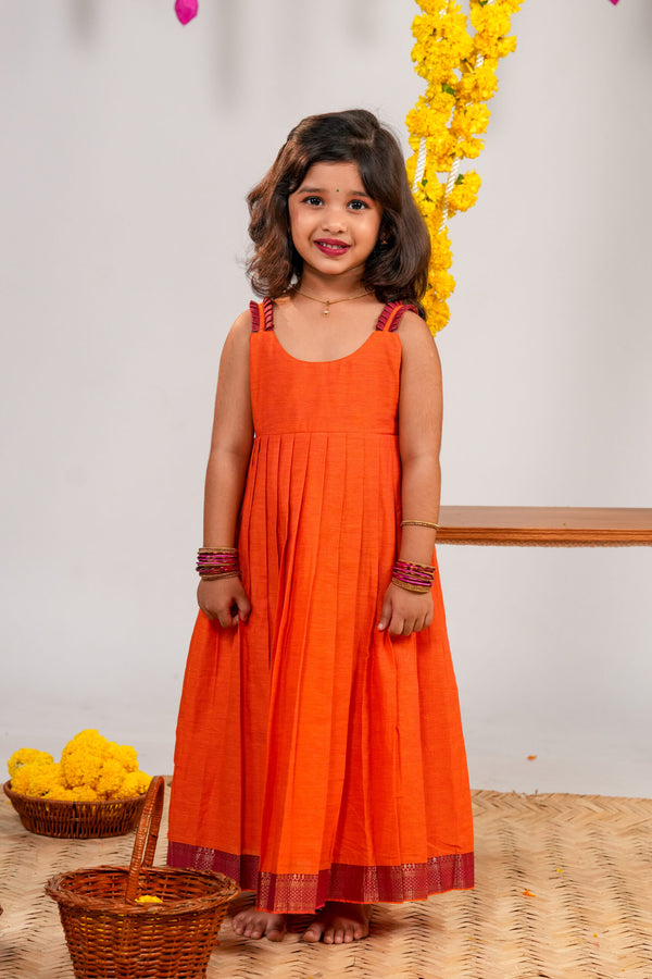 Kanaka Sunset Orange Mangalagiri Dress