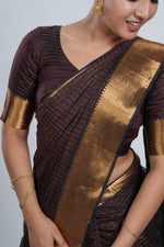 Deep Brown Mangalgiri Silk Saree image 2