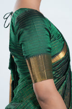 Deep Emerald Green Mangalgiri Silk Saree image 4