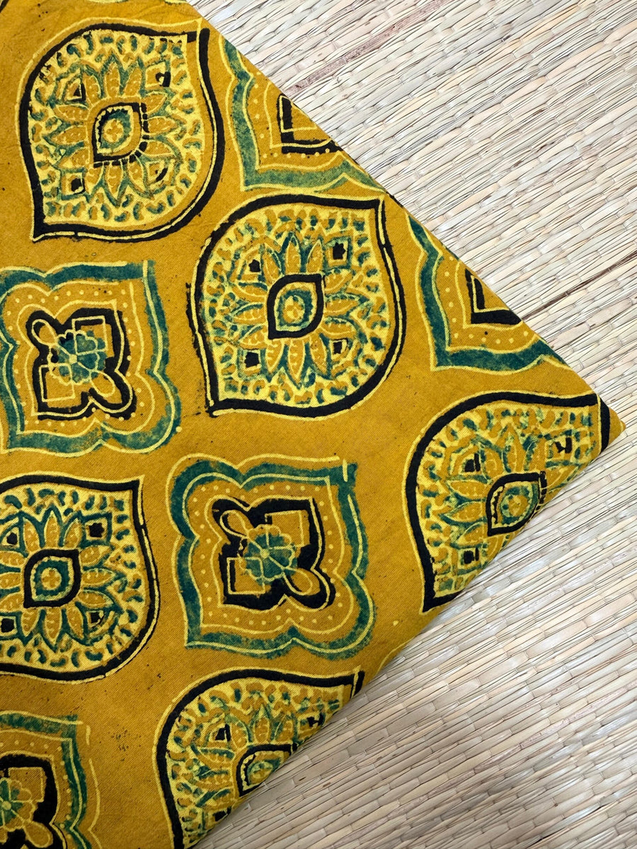 Ajrakh Blockprint Natural Running Fabrics image 0