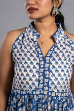 Indigo Blossom Tiered Sanganeri Dress image 1
