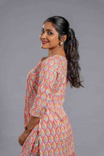 Peach Sanganeri Classic Kurta Set image 4