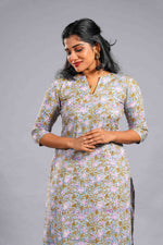 Pastel Sanganeri Vine Kurta Set image 3